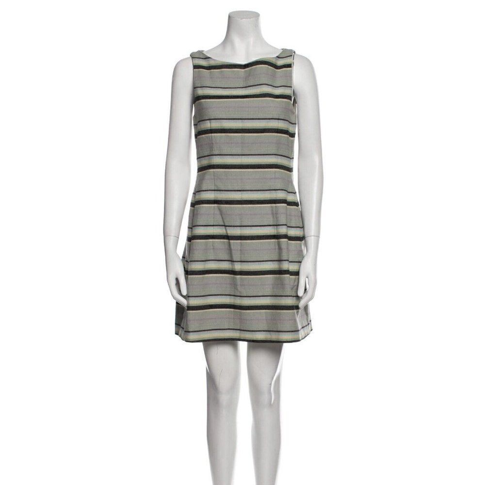 cut25 yigal azrouel womens green black striped tank mini dress 8 medium